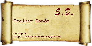 Sreiber Donát névjegykártya